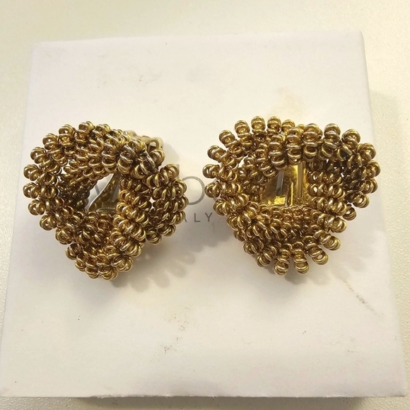 Vintage Knotted Mesh Clip On Earrings - Picture 1 of 3